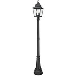 Raphael Outdoor Post Light with Decorative Round Base - Sand Black / Clear Seedy