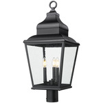 Raphael Outdoor Post Light with Round Fitter - Sand Black / Clear Seedy