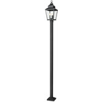 Raphael Outdoor Post Light with Square Post - Sand Black / Clear Seedy