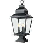 Raphael Outdoor Pier Light with Square Stepped Base - Sand Black / Clear Seedy