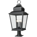 Raphael Outdoor Pier Light with Traditional Base - Sand Black / Clear Seedy