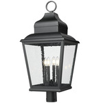 Raphael Outdoor Post Light with Round Fitter - Sand Black / Clear Seedy