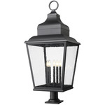 Raphael Outdoor Pier Light with Traditional Base - Sand Black / Clear Seedy