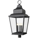 Raphael Outdoor Post Light with Round Fitter - Sand Black / Clear Seedy