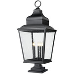 Raphael Outdoor Pier Light with Square Stepped Base - Sand Black / Clear Seedy