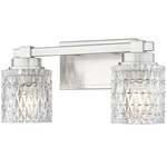 Jacqueline Bathroom Vanity Light - Brushed Nickel / Clear Diamond