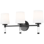 Henri Bathroom Vanity Light - Matte Black / White Opal