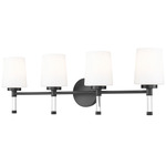 Henri Bathroom Vanity Light - Matte Black / White Opal