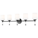 Henri Bathroom Vanity Light - Matte Black / White Opal