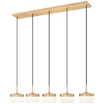 Renaud Linear Multi-Light Pendant - Modern Gold / Feathered White