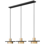 Ludo Linear Multi-Light Pendant - Matte Black / Modern Gold / Frosted