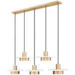 Ludo Linear Multi-Light Pendant - Matte White / Modern Gold / Frosted