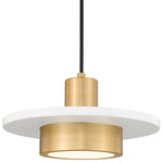 Ludo Pendant - Matte White / Modern Gold / Frosted