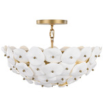 Coastlyn Semi Flush Ceiling Light - Brass / White