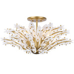 Sorra Semi Flush Ceiling Light - Brass / White Swirl
