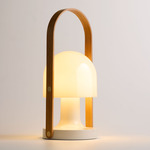 FollowMe Portable Table Lamp - Gloss White / Oak