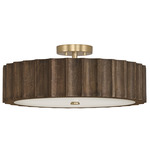 Cody Semi Flush Ceiling Light - Matte Brass / Nordic Wood