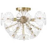 Emelie Semi Flush Ceiling Light - Matte Brass / Clear