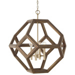 Geo Pendant - Matte Brass / Nordic Wood