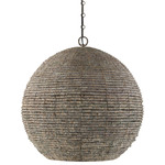 Morada Globe Pendant - Dark Brass / Aegean Grey
