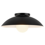 Umbra Semi Flush Opal Globe Ceiling Light - Black / Opal