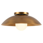 Umbra Semi Flush Opal Globe Ceiling Light - Vintage Brass / Opal