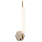 Wick Wall Sconce - Vintage Brass / Travertine / Matte Opal