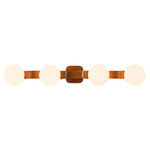 Briar Bathroom Vanity Light - Teak Wood / Matte Opal