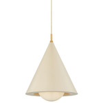 Jolene Cone Pendant - Aged Brass / Textured Bisque
