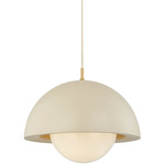 Jolene Dome Pendant - Aged Brass / Textured Bisque