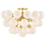 Antoneta Semi Flush Ceiling Light - Aged Brass / Clear Etched