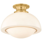 Celine Semi Flush Ceiling Light - Aged Brass / Opal
