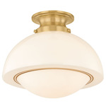 Celine Semi Flush Ceiling Light - Aged Brass / Opal