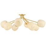 Lisette Semi Flush Ceiling Light - Aged Brass / Opal Cream