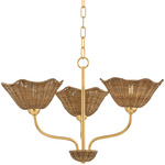 Kehlani Chandelier - Aged Brass / Natural Wicker