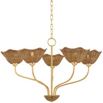 Kehlani Chandelier - Aged Brass / Natural Wicker