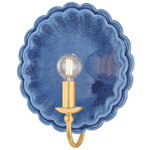 Paulette Wall Sconce - Aged Brass / Ceramic Indigo Wash