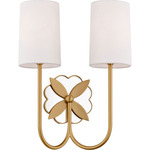 Spencer Double Wall Sconce - Burnished Brass / White Linen