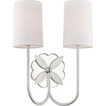 Spencer Double Wall Sconce - Polished Nickel / White Linen