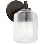 Barstow Bathroom Wall Sconce - Aged Iron / Clear Ribbed
