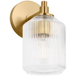 Barstow Bathroom Wall Sconce - Burnished Brass / Clear Ribbed