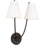 Marina Double Wall Sconce - Aged Iron / White Linen