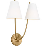 Marina Double Wall Sconce - Burnished Brass / White Linen