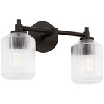Barstow Bathroom Vanity Light - Aged Iron / Clear Ribbed