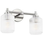 Barstow Bathroom Vanity Light - Polished Nickel / Clear Ribbed