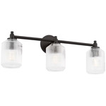 Barstow Bathroom Vanity Light - Aged Iron / Clear Ribbed
