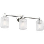 Barstow Bathroom Vanity Light - Polished Nickel / Clear Ribbed