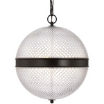 Lucinda Round Pendant - Aged Iron / Textured Transparent