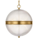 Lucinda Round Pendant - Burnished Brass / Textured Transparent