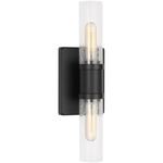 Keaton Bathroom Vanity Light - Midnight Black / Clear Crackle